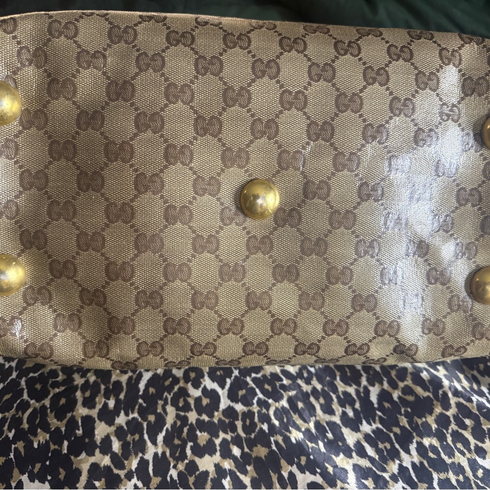 Gucci Tan and Brown Monogram Satchel - Picture 3 of 5